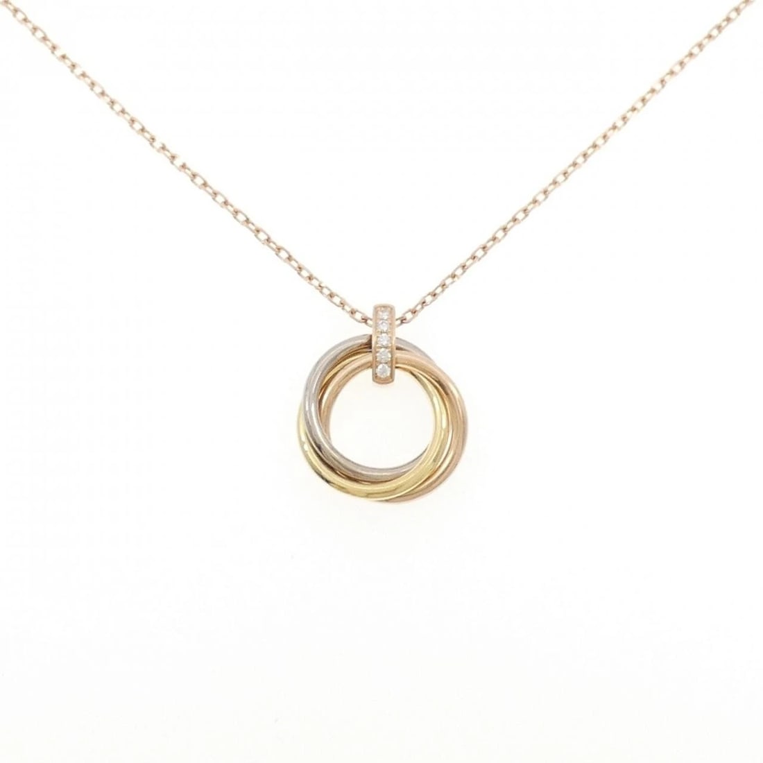 CARTIER TRINITY NECKLACE: Cartier Trinity Necklace Brand: Cartier Type: Necklace Material: 750 Yellow Gold 750 White Gold 750 Pink Gold, Main Stone/Creation Natural Color: none Size: 42cm,ActualSize Pendant top H x W: