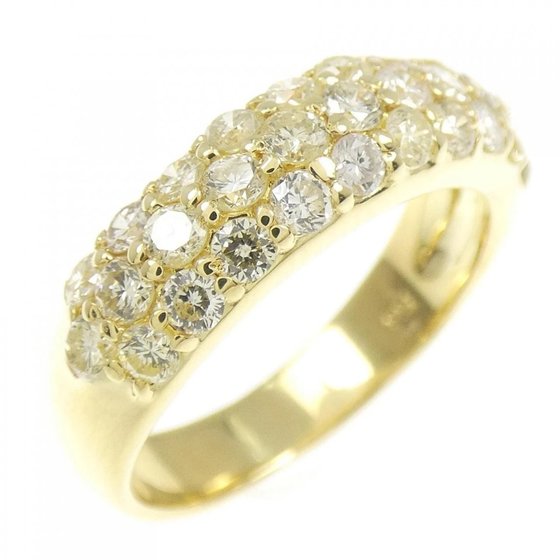 K18YG PAVE DIAMOND RING: K18YG Pave Diamond Ring Brand: Unbranded Type: Ring Material: K18 Yellow Gold, Main Stone/Creation Natural Color: yellow gold Size: 6US Accessories: None Accessories Notice: When purchasing