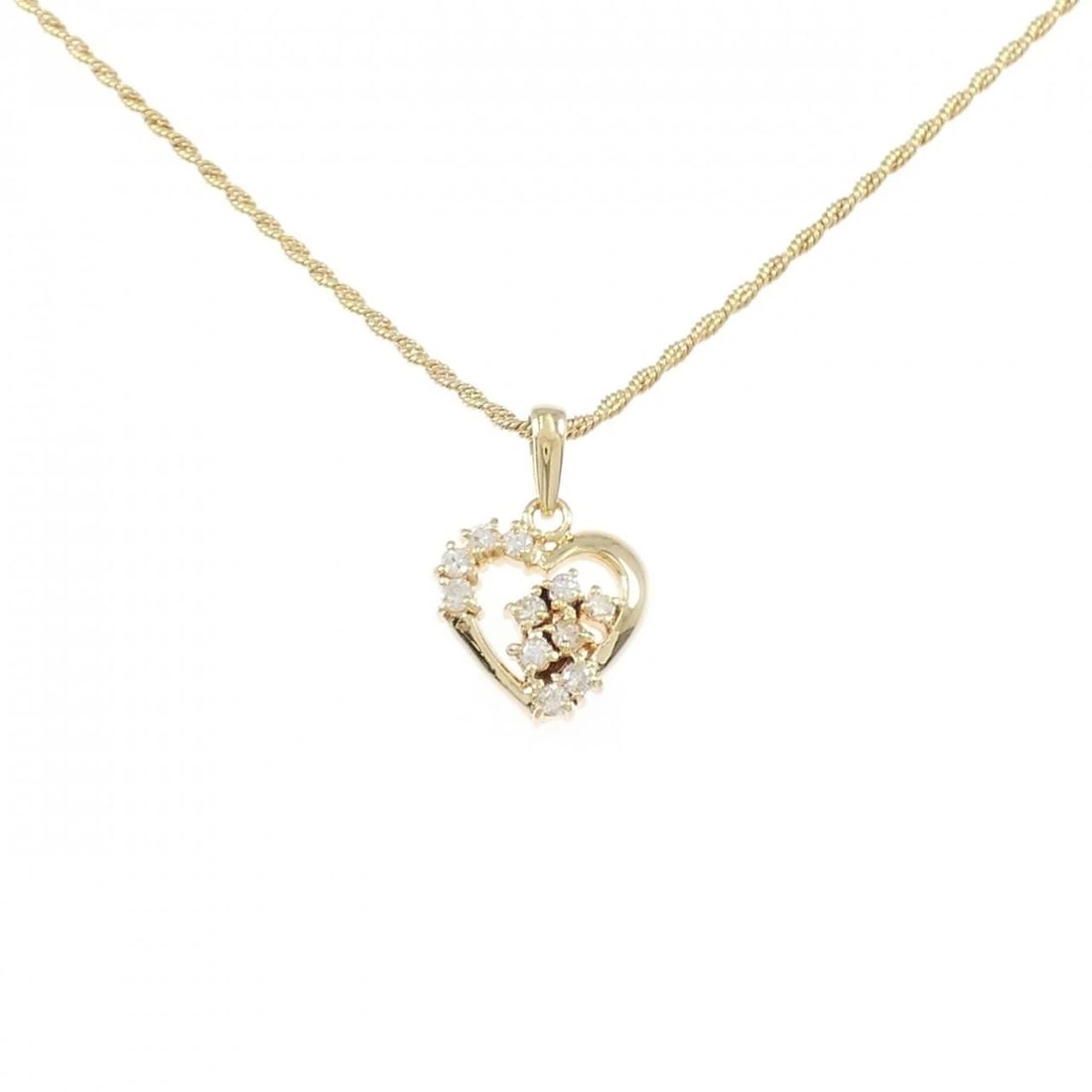 K18YG HEART DIAMOND NECKLACE: K18YG Heart Diamond Necklace Brand: Unbranded Type: Necklace Material: K18 Yellow Gold, Main Stone/Creation Natural Color: yellow gold Size: 5.5US Accessories: None Accessories Notice: When