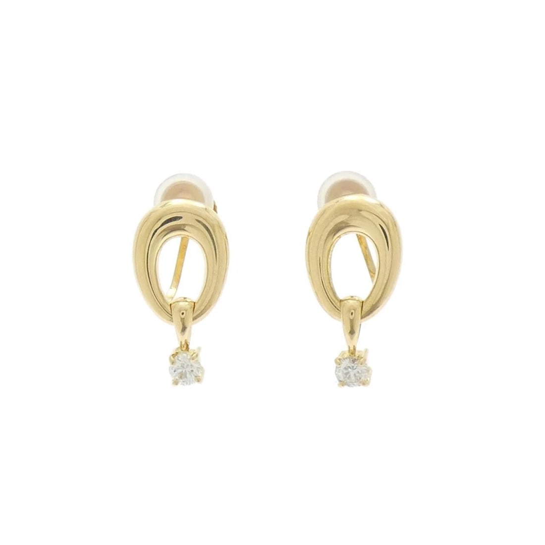 K18YG DIAMOND EARRINGS: K18YG Diamond Earrings Brand: Unbranded Type: Earrings Material: K18 Yellow Gold, Main Stone/Creation Natural Color: Yellow Gold Size: ActualSize HxW: 16.8mmx8.5mm Accessories: None