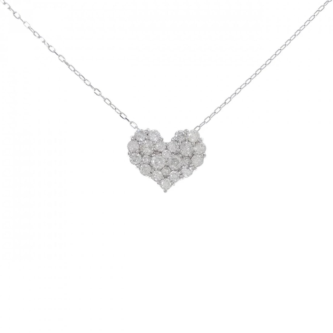 K14WG K18WG HEART DIAMOND NECKLACE: K14WG K18WG Heart Diamond Necklace Brand: Unbranded Type: Necklace Material: K14 White Gold K18 White Gold, Main Stone/Creation Natural Color: White Gold Size: 45cmActualSize Pendant top H x