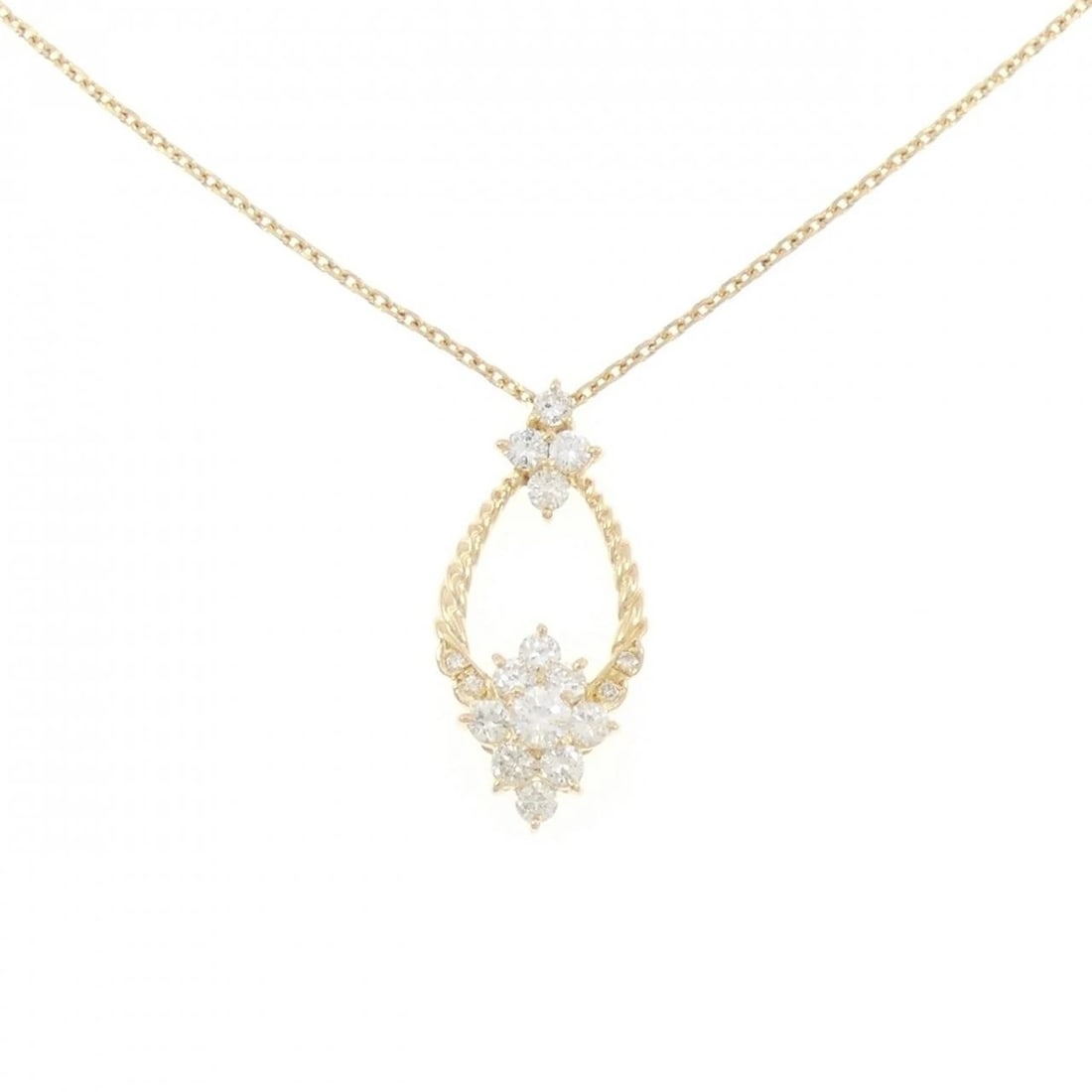 K18YG FLOWER DIAMOND NECKLACE: K18YG Flower Diamond Necklace Brand: Unbranded Type: Necklace Material: K18 Yellow Gold, Main Stone/Creation Natural Color: yellow gold Size: 45cmPendant top H x W: 25.2mmx12.0mm Chain Max. W: