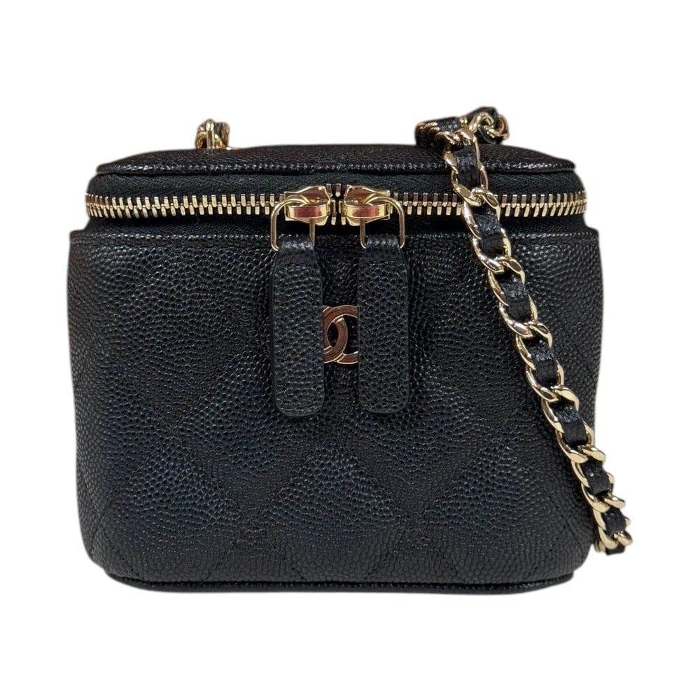 CHANEL SHOULDER BAG CROSS BODY CAVIARSKIN CHAIN VANITY CASE SHOULDER BAG: CHANEL Shoulder Bag Cross Body Caviarskin Chain Vanity case Shoulder Bag Brand: CHANEL Type: Shoulder Bag Material: Exterior Material Caviarskin Color: black Size: W3.9 x H3.5 x D2.8inch Shoulder: