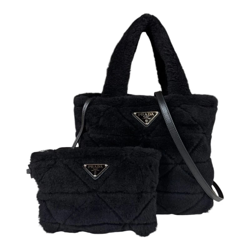 PRADA SHOULDER BAG CROSS BODY 2WAY SHOULDER BAG: PRADA Shoulder Bag Cross Body 2WAY Shoulder Bag Brand: PRADA Type: Shoulder Bag Material: Exterior Material Sheep fur Color: black Size: W11.8 x H8.7 x D4.7inch Handle:11.8inch Shoulder:39.4inch
