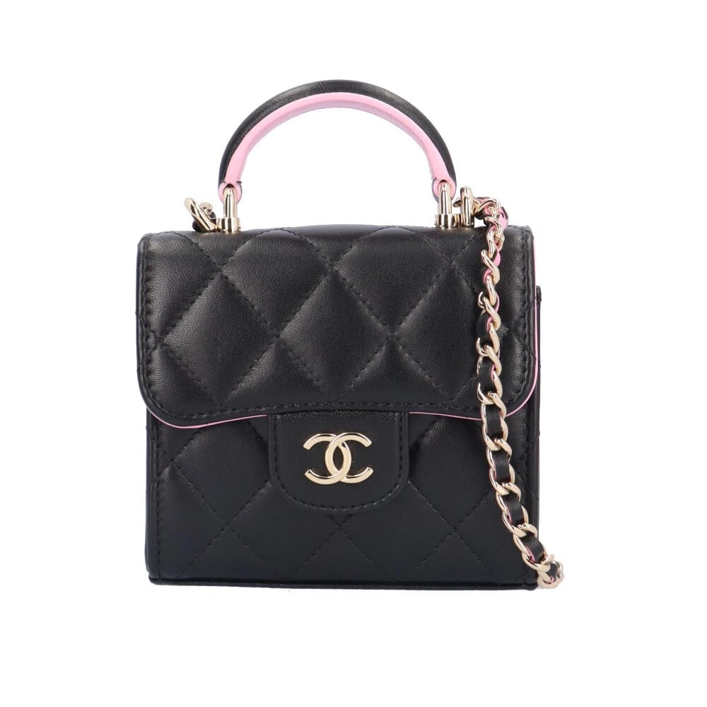 CHANEL SHOULDER BAG CROSS BODY LAMBSKIN CHAINSHOULDER SHOULDER BAG: CHANEL Shoulder Bag Cross Body lambskin ChainShoulder Shoulder Bag Brand: CHANEL Type: Shoulder Bag Material: Exterior Material lambskin Color: black / pink Size: W4.3 x H4.1 x D1.6inch Handle:3.5