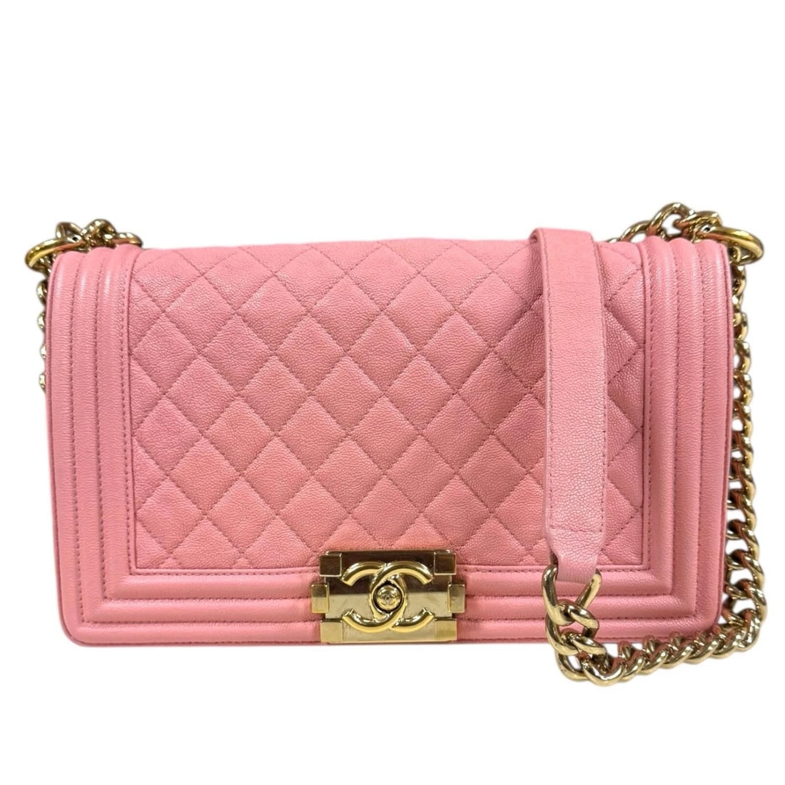 CHANEL SHOULDER BAG CAVIARSKIN CHAIN SHOULDER BAG: CHANEL Shoulder Bag Caviarskin Chain Shoulder Bag Brand: CHANEL Type: Shoulder Bag Material: Exterior Material Caviarskin Color: pink Size: W9.8 x H5.7 x D2.8inch Shoulder:24.8inch 