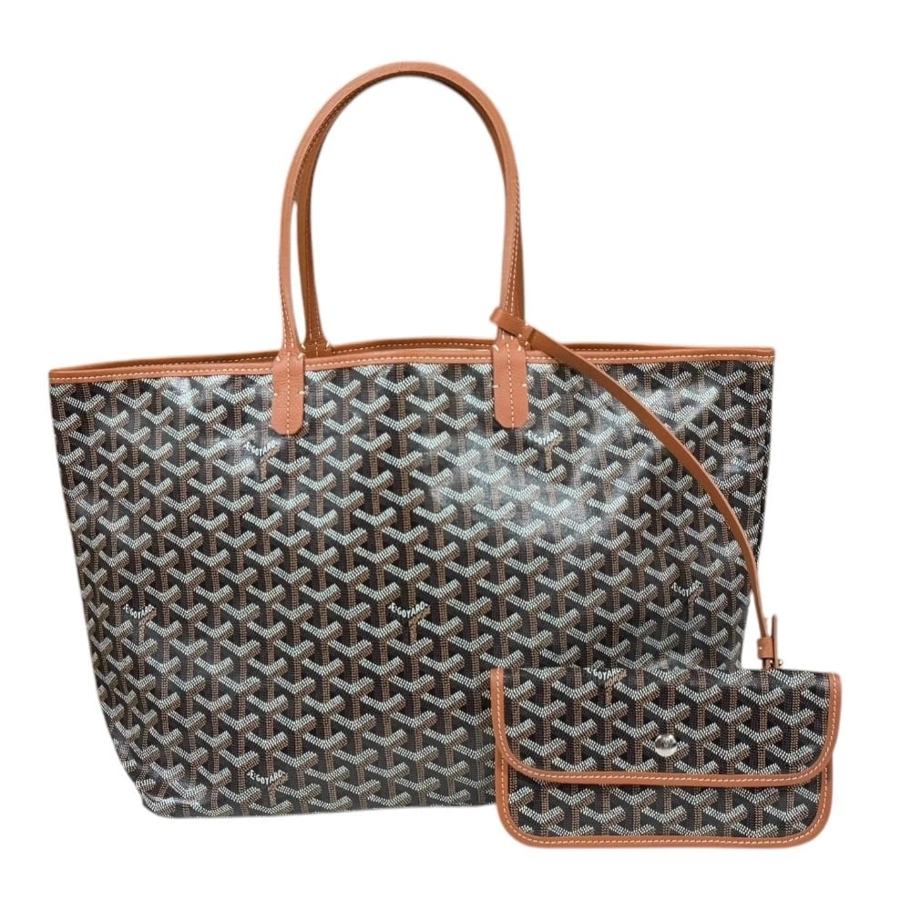 GOYARD TOTE BAG PVC COATED CANVAS SAINT TOTE BAG: GOYARD Tote Bag PVC coated canvas Saint Tote Bag Brand: GOYARD Type: Tote Bag Material: Exterior Material PVC coated canvas Color: Brown Size: W13.0 x H10.6 x D5.5inch Handle:15.4inch 