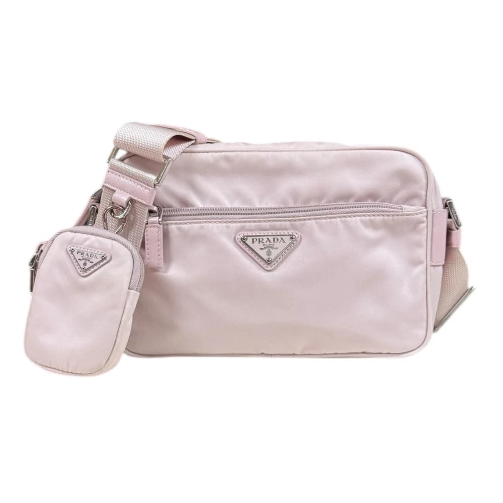 PRADA SHOULDER BAG CROSS BODY RENYLON SHOULDER BAG: PRADA Shoulder Bag Cross Body Renylon Shoulder Bag Brand: PRADA Type: Shoulder Bag Material: Exterior Material Renylon Color: pink Size: W9.1 x H5.7 x D2.8inch Shoulder:35.8inch Accessories: None