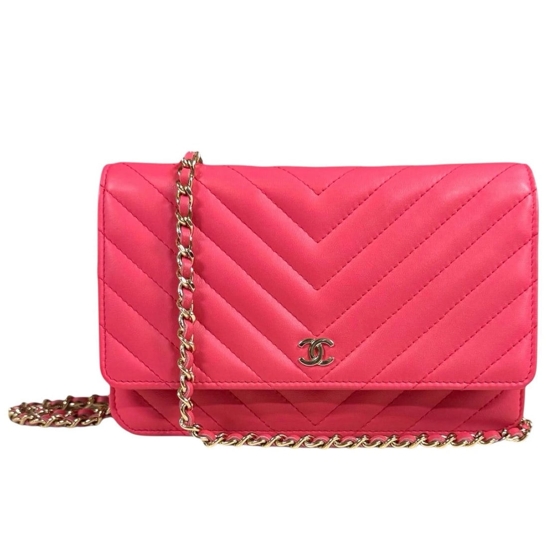 CHANEL SHOULDER BAG CROSS BODY LEATHER CHAIN WALLET SHOULDER BAG: CHANEL Shoulder Bag Cross Body leather Chain wallet Shoulder Bag Brand: CHANEL Type: Shoulder Bag Material: Exterior Material leather Color: pink Size: W7.5 x H4.7 x D1.6inch Shoulder:51.6inch
