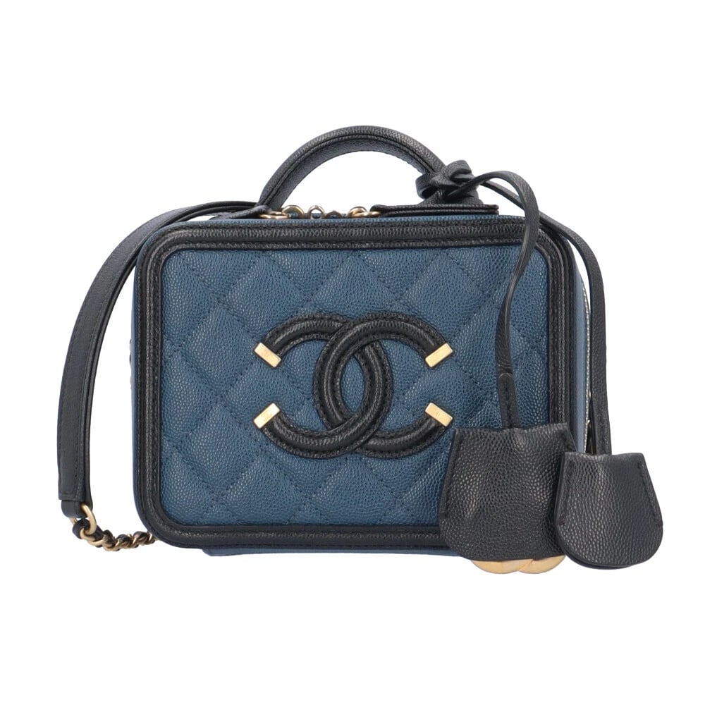 CHANEL SHOULDER BAG CROSS BODY CAVIAR SKIN SHOULDER BAG: CHANEL Shoulder Bag Cross Body Caviar skin Shoulder Bag Brand: CHANEL Type: Shoulder Bag Material: Exterior Material Caviarskin Color: Navy / black Size: W6.1 x H4.7 x D2.8inch Handle:3.5inch