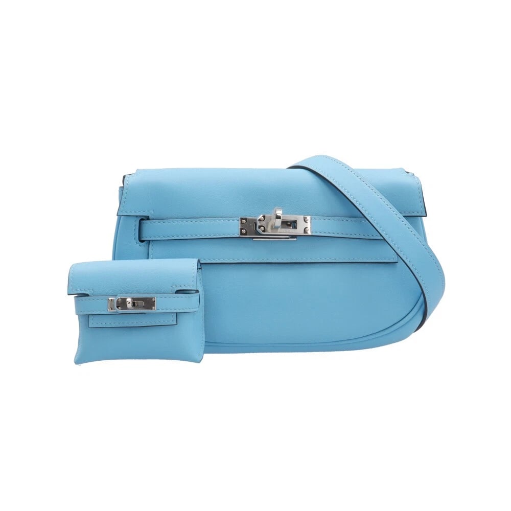 HERMES SHOULDER BAG CROSS BODY LEATHER KELLY MOVE SHOULDER BAG: HERMES Shoulder Bag Cross Body leather Kelly Move Shoulder Bag Brand: HERMES Type: Shoulder Bag Material: Exterior Material leather Color: blue Size: W7.5 x H4.5 x D2.4inch Shoulder:17.7inch 