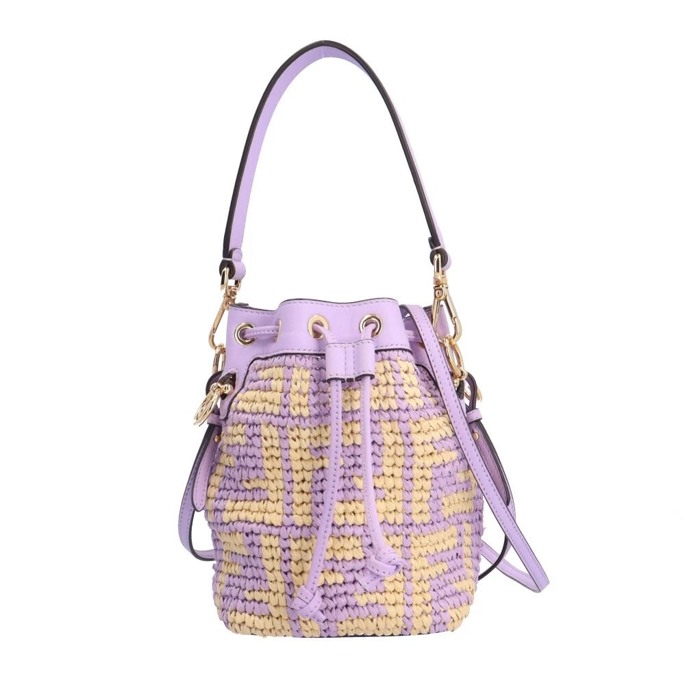 FENDI SHOULDERBAG RAFFIACALFSKIN SHOULDER BAG: FENDI ShoulderBag RaffiaCalfskin Shoulder Bag Brand: FENDI Type: Shoulder Bag Material: Exterior Material Raffia Color: purple / beige Size: W4.3 x H6.7 x D3.9inch Handle:15.0inch Shoulder:0.0inch