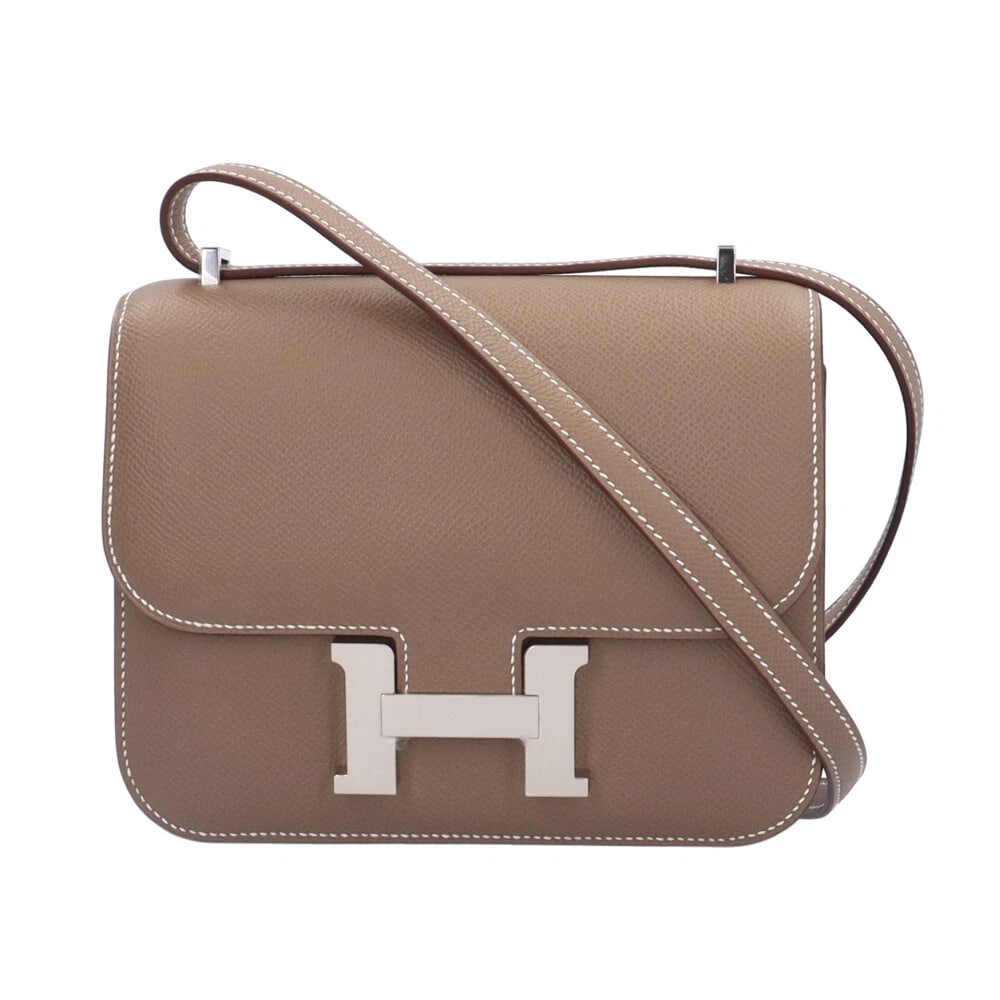 HERMES SHOULDER BAG EPSOM CONSTANCE MINI 18 SHOULDER BAG: HERMES Shoulder Bag Epsom Constance Mini 18 Shoulder Bag Brand: HERMES Type: Shoulder Bag Material: Exterior Material Epsom Color: beige / Etope Size: W7.1 x H5.5 x D2.0inch Shoulder:41.3inch 