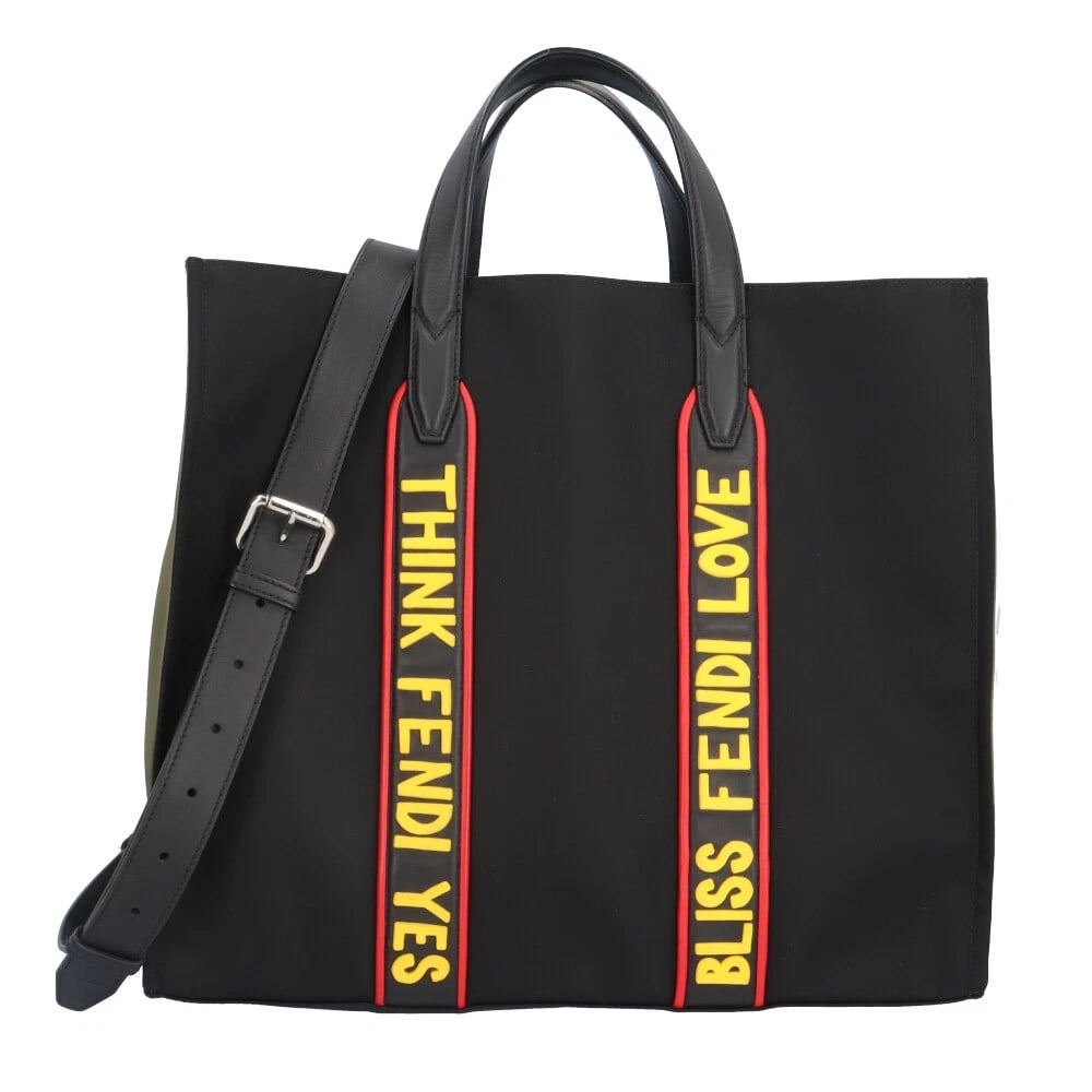 FENDI SHOULDER BAG CROSS BODY SHOULDER BAG: FENDI Shoulder Bag Cross Body Shoulder Bag Brand: FENDI Type: Shoulder Bag Material: Exterior Material Nylon Color: black / black x khaki Size: W15.4 x H13.0 x D6.7inch Handle:11.4inch