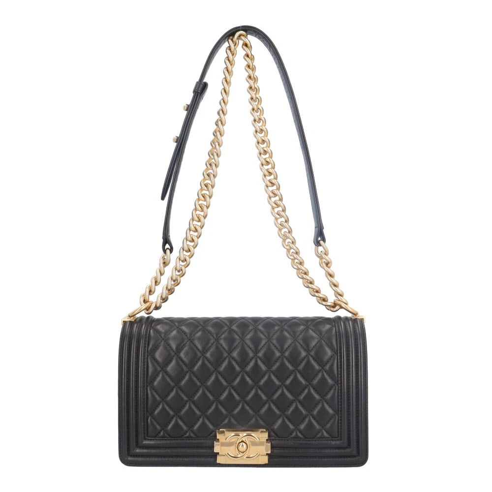 CHANEL SHOULDER BAG CROSS BODY LAMBSKIN CHAIN SHOULDER BAG: CHANEL Shoulder Bag Cross Body lambskin Chain Shoulder Bag Brand: CHANEL Type: Shoulder Bag Material: Exterior Material lambskin Color: black Size: W9.6 x H5.5 x D3.1inch Shoulder:25.2inch 
