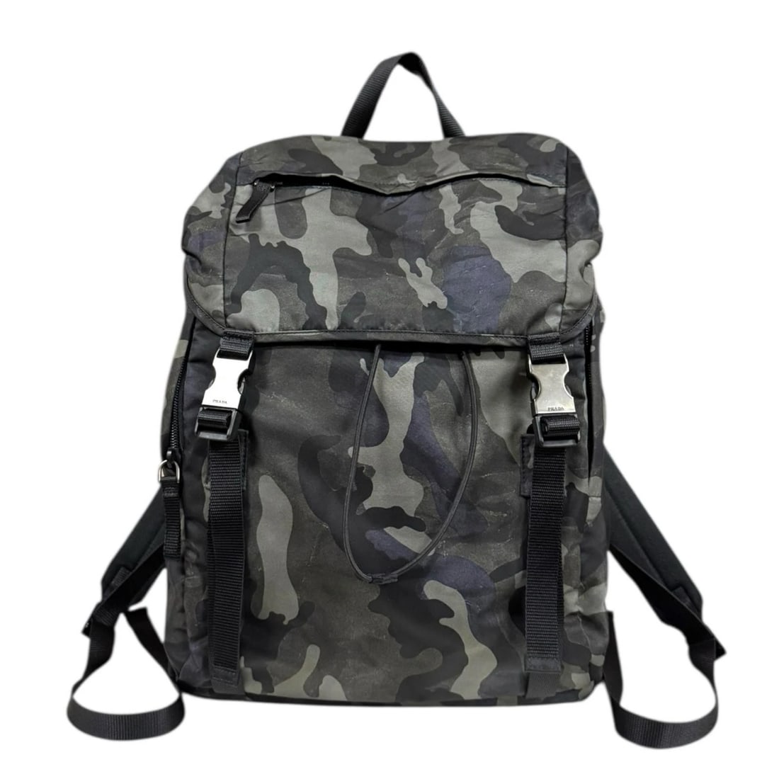 PRADA CAMOUFLAGE BACKPACK Â· DAYPACK NYLON BACKPACK Â· DAYPACK: PRADA camouflage Backpack Â· Daypack Nylon Backpack Â· Daypack Brand: PRADA Type: Backpack Â· Daypack Material: Exterior Material Nylon Color: green / black Size: W11.8 x H16.5 x D5.9inch Ha