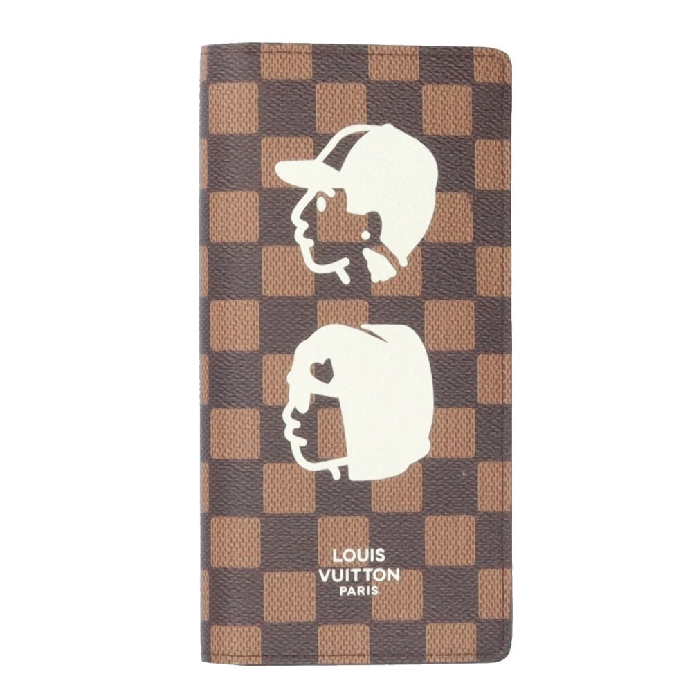 LOUIS VUITTON PHARRELL.W/NIGO COLLAB PURSE PORTEFEIULLE PURSE: LOUIS VUITTON Pharrell.W/NIGO collab purse Portefeiulle purse Brand: LOUIS VUITTON Type: purse Material: Exterior Material None Color: Brown / Red Size: W3.9 x H7.5x D0.8inch Accessories: None