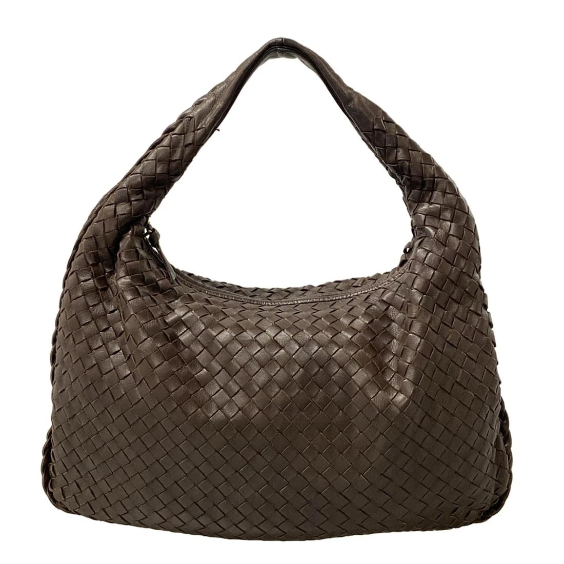 BOTTEGA VENETA VENETA BAG DARK BROWN LEATHER HANDBAG: BOTTEGA VENETA Veneta bag Dark Brown Leather Handbag Brand: BOTTEGA VENETA Type: Handbag Material: Leather Color: Dark Brown Size: Height : 10.04 inch (25.5 cm) Width : 14.57 inch (37 cm)