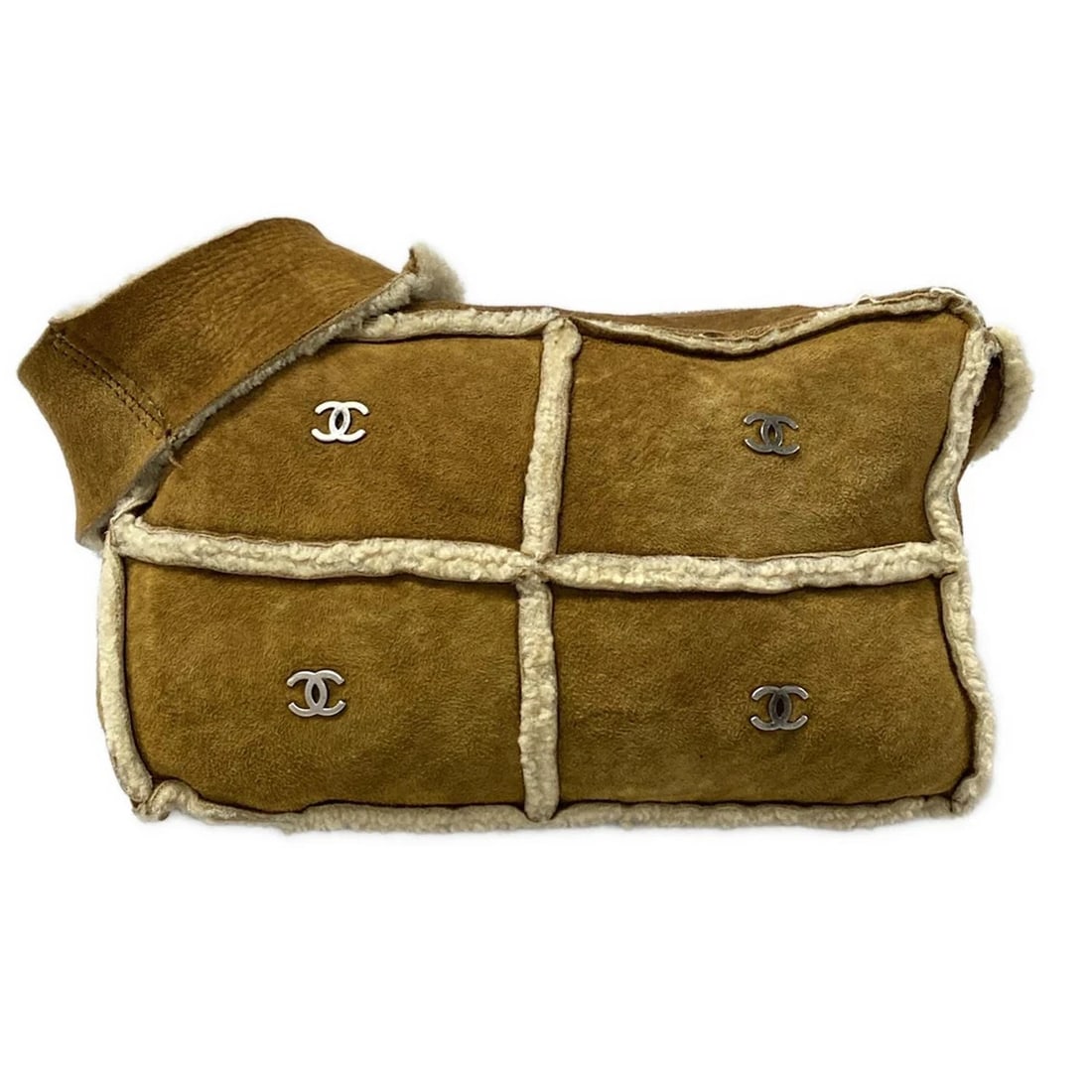 CHANEL - BROWN MOUTON SHOULDER BAG: CHANEL - Brown Mouton Shoulder Bag Brand: CHANEL Type: Shoulder Bag Material: Mouton Color: Brown Size: Height : 5.51 inch (14 cm) Width : 8.66 inch (22 cm) Depth : 3.35 inch (8.5 cm) 