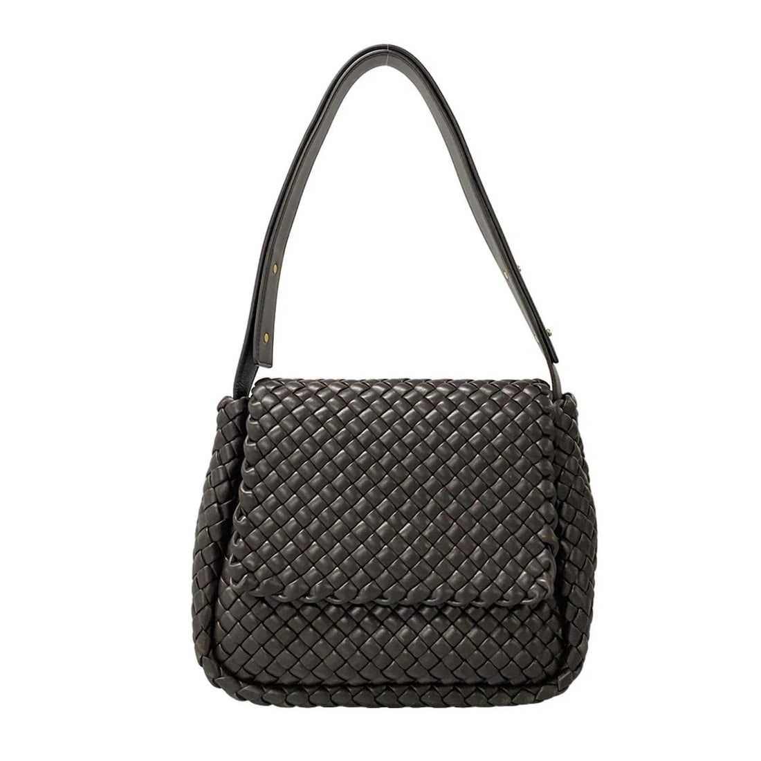 BOTTEGA VENETA COBBLE SHOULDER BAG - DARK BROWN SHOULDER BAG (1 of 11)