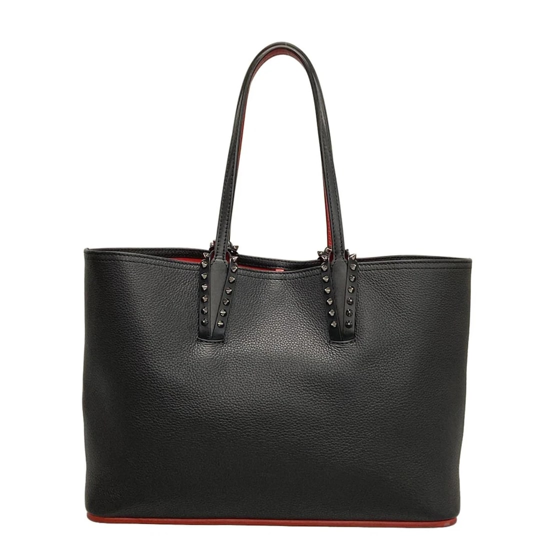 CHRISTIAN LOUBOUTIN CABATA BLACK LEATHER TOTE BAG TOTE BAG: CHRISTIAN LOUBOUTIN Cabata Black Leather Tote Bag Tote Bag Brand: CHRISTIAN LOUBOUTIN Type: Tote Bag Material: Leather Color: Black Size: Height : 9.45 inch (24 cm) Width : 13.19 inch (33.5 cm) -