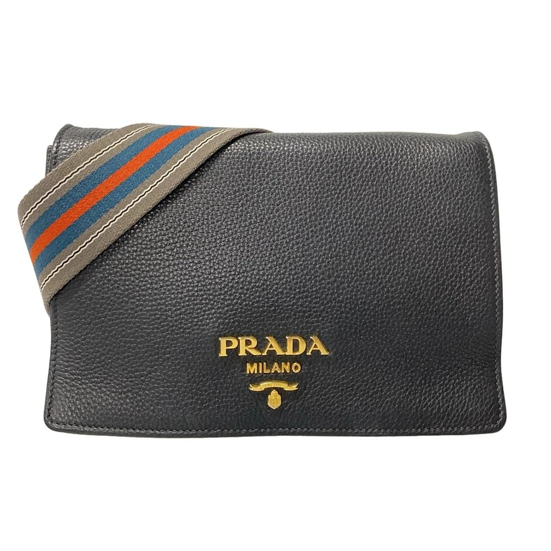 PRADA - BLACK LEATHER SHOULDER BAG SHOULDER BAG: PRADA - Black Leather Shoulder Bag Shoulder Bag Brand: PRADA Type: Shoulder Bag Material: Leather Color: Black Size: Height : 5.91 inch (15 cm) Width : 8.86 inch (22.5 cm) Depth : 3.15 inch (8 cm)