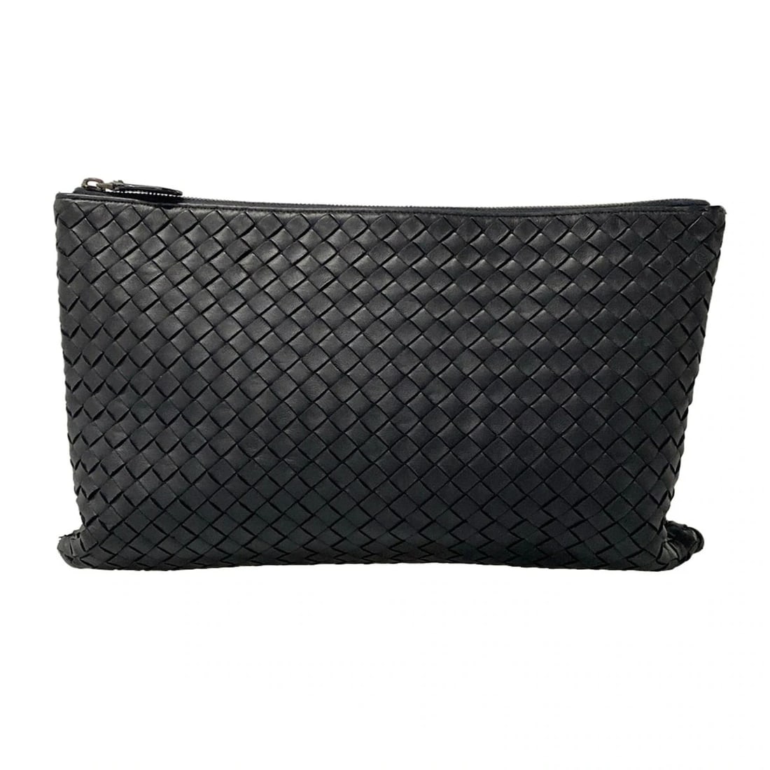 BOTTEGA VENETA INTRECCIATO - DARK GRAY LEATHER CLUTCH BAG CLUTCH BAG (1 of 11)