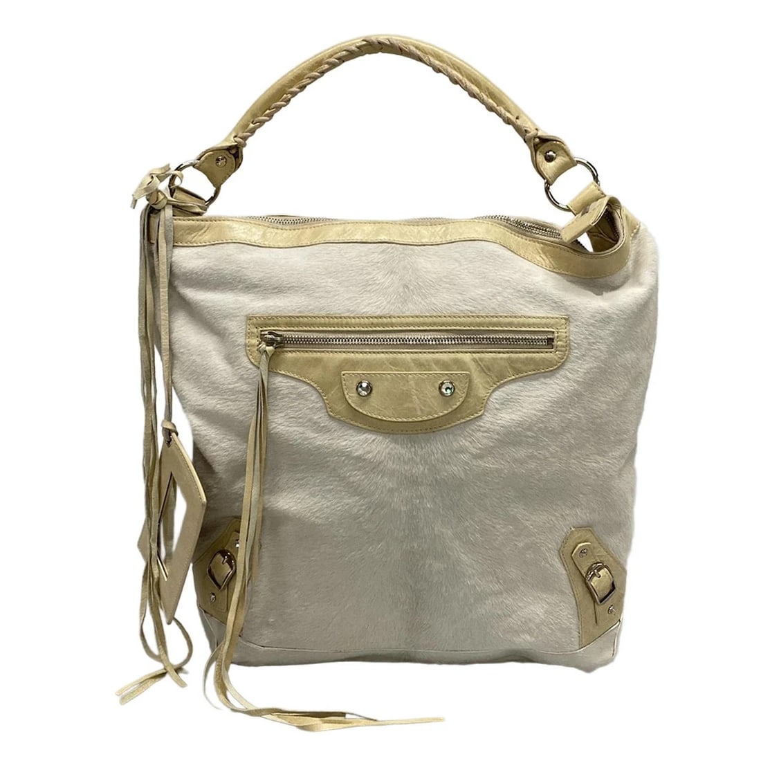 BALENCIAGA THE DAY WHITE CREAM UNBORN CALF LEATHER - SHOULDER BAG SHOULDER BAG: BALENCIAGA The Day White Cream Unborn Calf Leather - Shoulder Bag Shoulder Bag Brand: BALENCIAGA Type: Shoulder Bag Material: Unborn Calf, Leather Color: White, Cream Size: Height : 13.39 inch