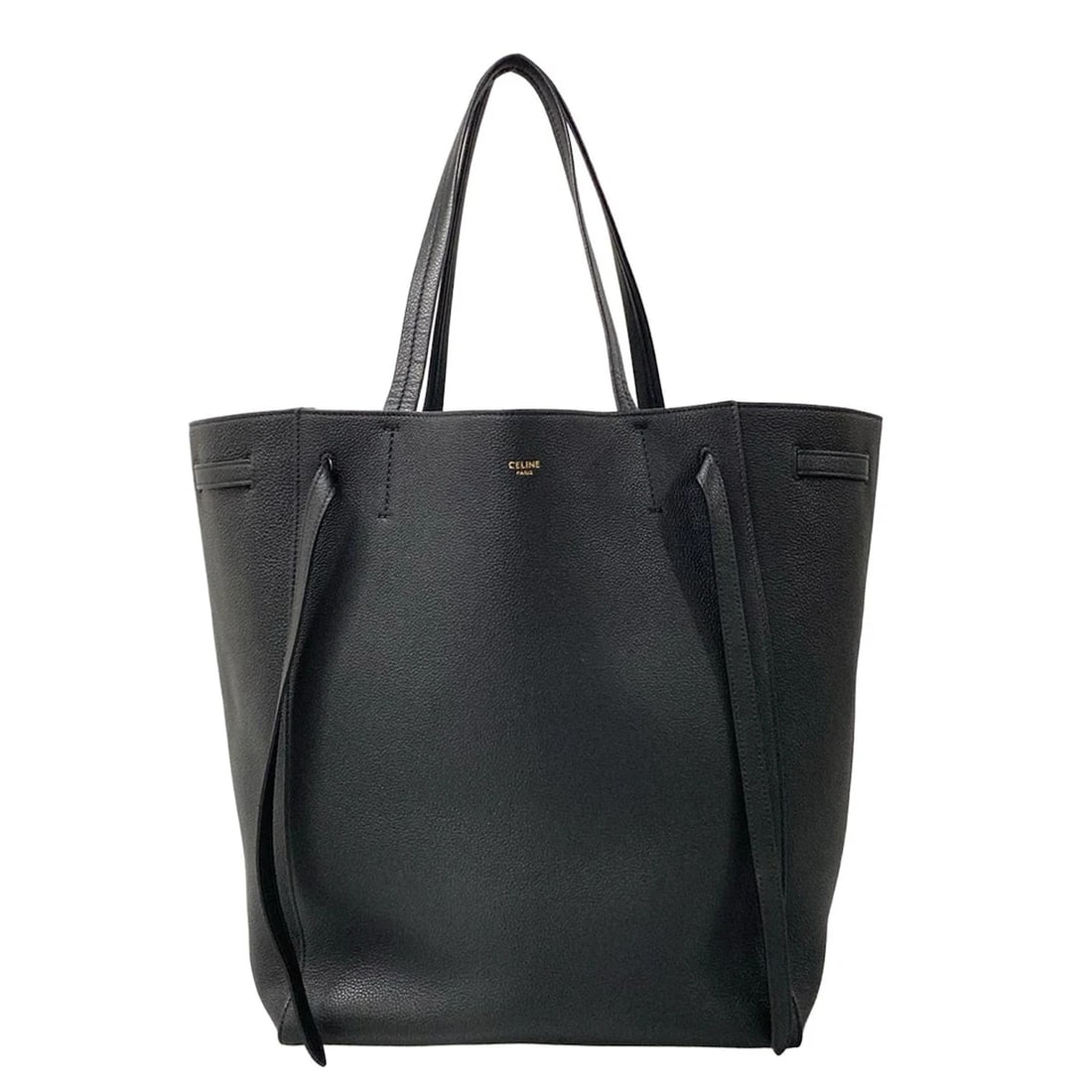 CELINE CABAS PHANTOM WITH BELT BLACK LEATHER - TOTE BAG TOTE BAG: CELINE Cabas Phantom with Belt Black Leather - Tote Bag Tote Bag Brand: CELINE Type: Tote Bag Material: Leather Color: Black Size: Height : 13.78 inch (35 cm) Width : 10.83 inch (27.5 cm) -
