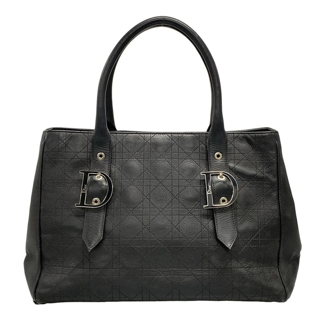 DIOR/CHRISTIANDIOR CANNAGE STITCH BLACK LEATHER TOTE BAG TOTE BAG: DIOR/ChristianDior Cannage Stitch Black Leather Tote Bag Tote Bag Brand: DIOR/ChristianDior Type: Tote Bag Material: Leather Color: Black Size: Height : 10.24 inch (26 cm) Width : 13.98 inch