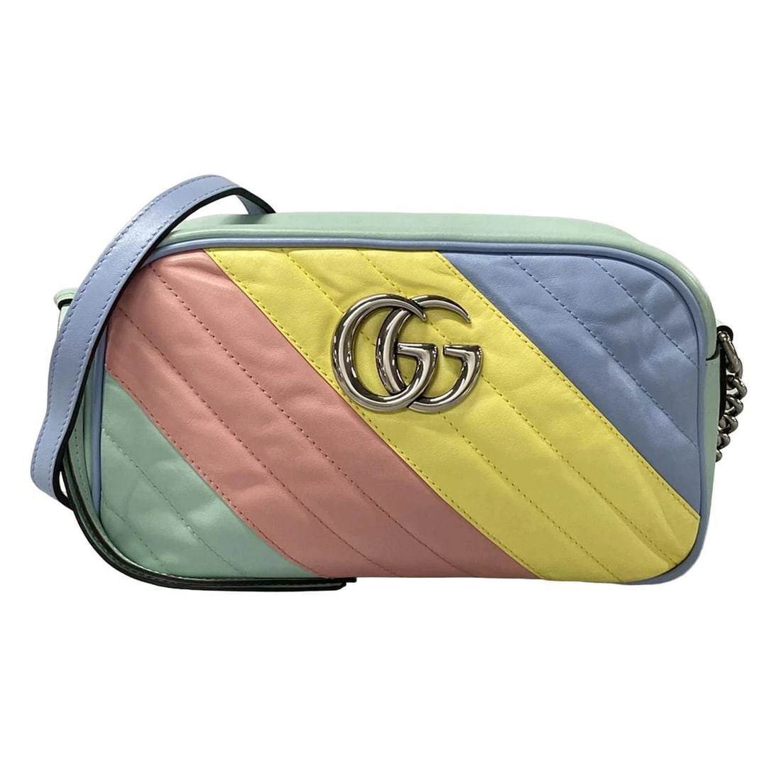 GUCCI GG MARMONT BLUE PINK MULTI LEATHER SHOULDER BAG SHOULDER BAG: GUCCI GG Marmont Blue Pink Multi Leather Shoulder Bag Shoulder Bag Brand: GUCCI Type: Shoulder Bag Material: Leather Color: Blue, Pink, Multi Size: Height : 5.71 inch (14.5 cm) Width : 9.45 inch (