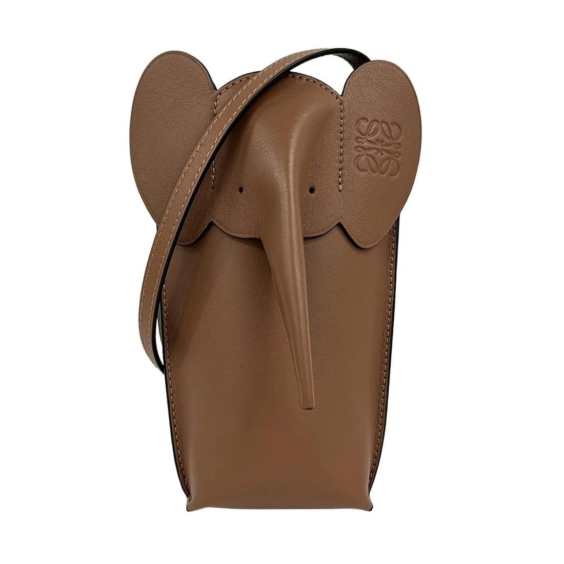 LOEWE ELEPHANT POCKET - DARK BROWN LEATHER SHOULDER BAG SHOULDER BAG: LOEWE Elephant Pocket - Dark Brown Leather Shoulder Bag Shoulder Bag Brand: LOEWE Type: Shoulder Bag Material: Leather Color: Dark Brown Size: Height : 7.67 inch(19.5 cm) Width : 3.15 inch (8 cm)
