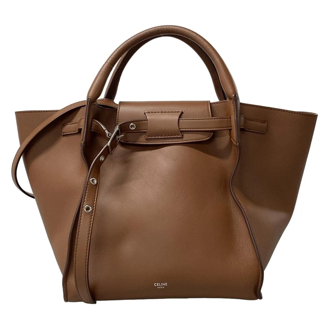 CELINE BIG BAG WITH LONG STRAP - BROWN LEATHER TOTE BAG TOTE BAG: CELINE Big bag with long strap - Brown Leather Tote Bag Tote Bag Brand: CELINE Type: Tote Bag Material: Leather Color: Brown Size: Height : 9.45 inch (24 cm) Width : 9.06 inch (23 cm) - 13.39 inch