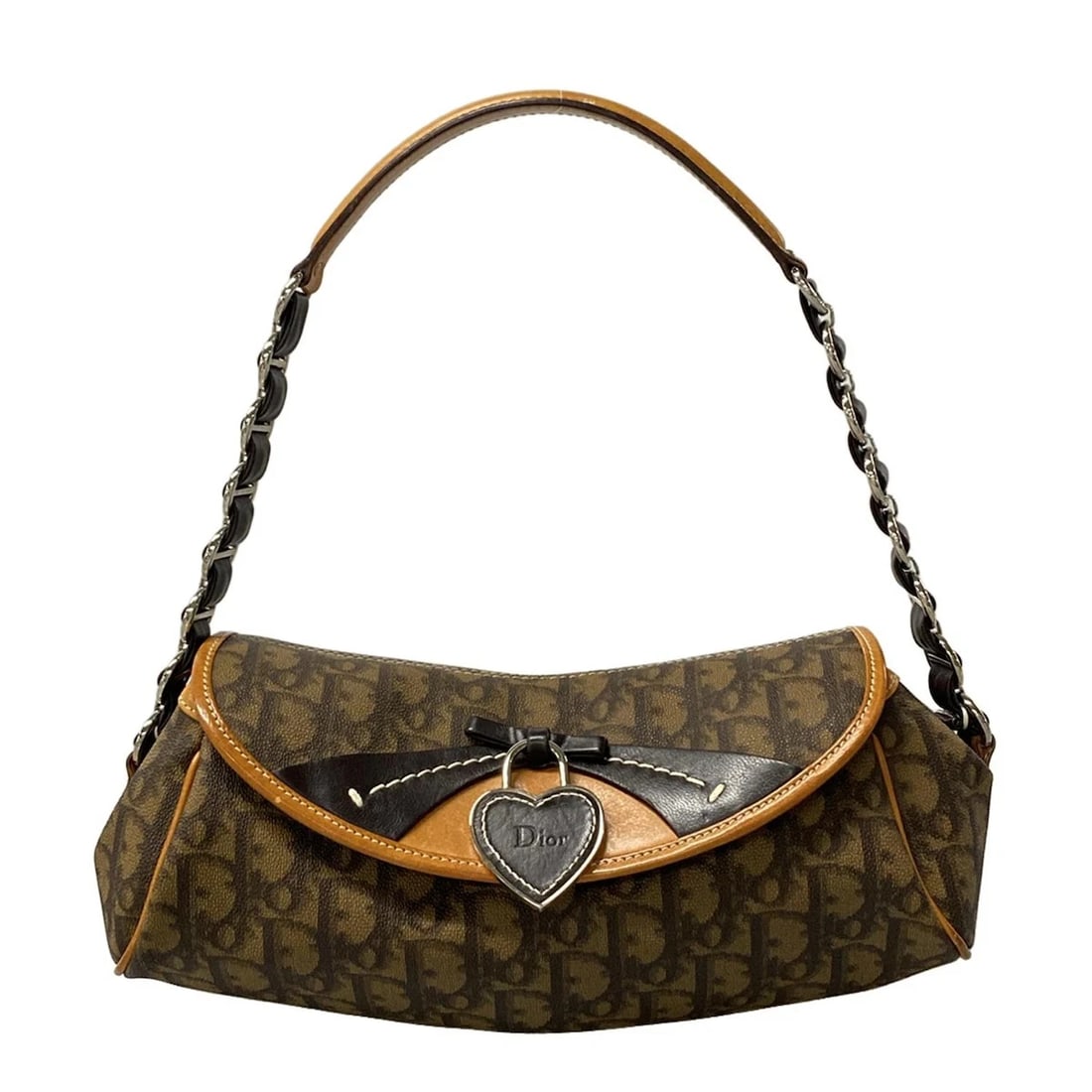 DIOR/CHRISTIANDIOR ROMANTIC/SWEET TROTTER DARK BROWN BROWN HANDBAG: DIOR/ChristianDior Romantic/Sweet Trotter Dark Brown Brown Handbag Brand: DIOR/ChristianDior Type: Handbag Material: PVC, Leather Color: Dark Brown, Brown, Black Size: Height : 4.53 inch (11.5 cm)