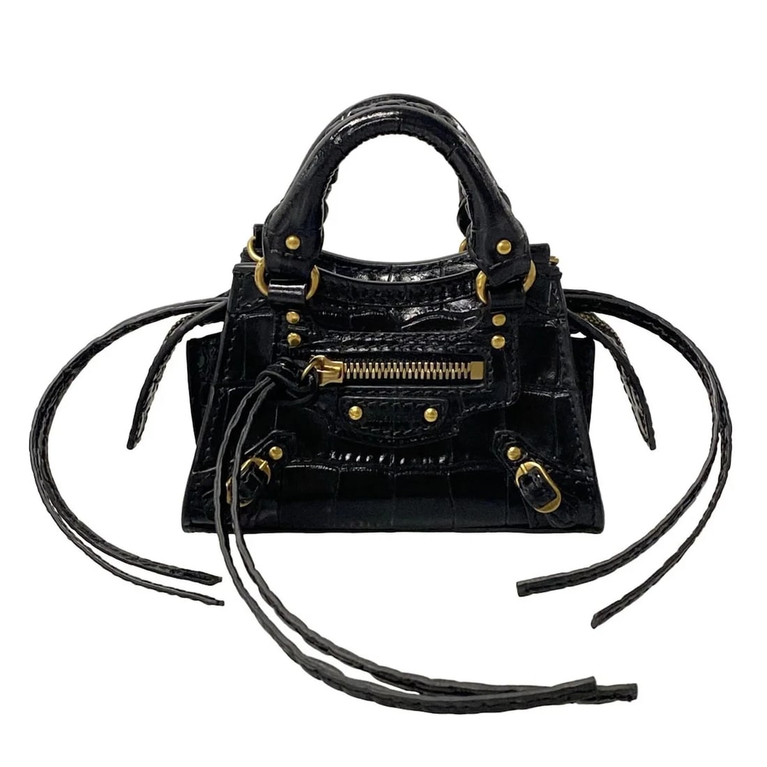 BALENCIAGA NEOCLASSIC NANO BLACK LEATHER HANDBAG HANDBAG: BALENCIAGA Neoclassic Nano Black Leather Handbag Handbag Brand: BALENCIAGA Type: Handbag Material: Leather Color: Black Size: Height : 3.15 inch (8 cm) Width : 4.72 inch (12 cm) Depth : 1.97 inch