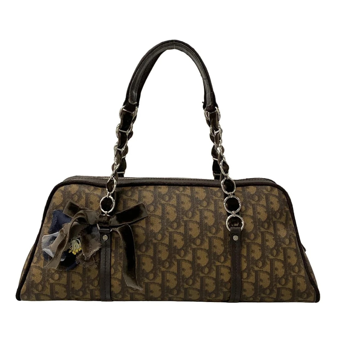 DIOR/CHRISTIANDIOR TROTTER,ROMANTIC - DARK BROWN BEIGE HANDBAG: DIOR/ChristianDior Trotter,Romantic - Dark Brown Beige Handbag Brand: DIOR/ChristianDior Type: Handbag Material: PVC, Leather, Velour Color: Dark Brown, Beige Size: Height : 5.91 inch (15 cm)