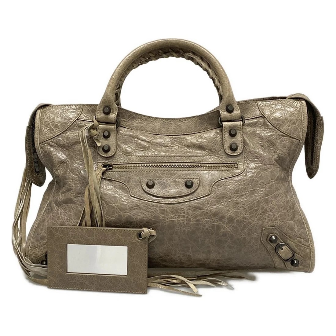 BALENCIAGA THE CITY GRAY-BEIGE LEATHER HANDBAG HANDBAG (1 of 11)