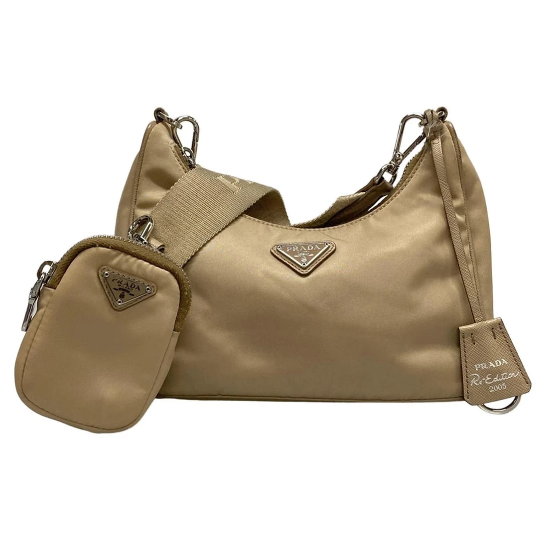 PRADA BEIGE NYLON SAFFIANO LEATHER SHOULDER BAG SHOULDER BAG (1 of 11)