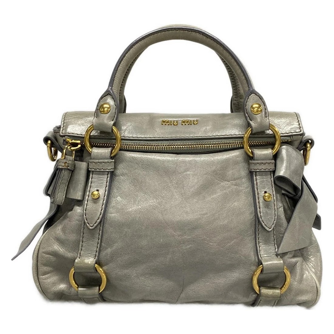 MIUMIU - LIGHT GRAY LEATHER HANDBAG HANDBAG (1 of 11)