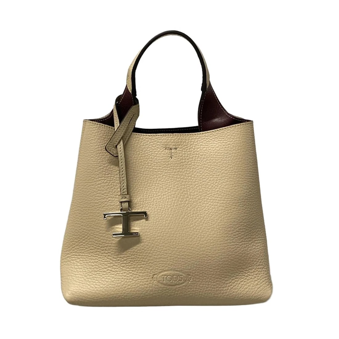 TOD'S T TIMELESS/LEATHER BAG MINI - BEIGE BORDEAUX LEATHER HANDBAG (1 of 10)