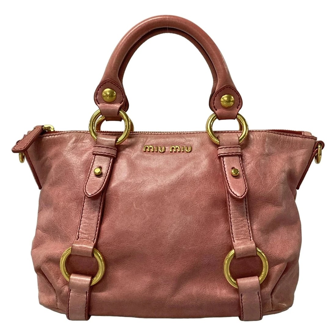 MIUMIU - PINK LEATHER HANDBAG (1 of 12)