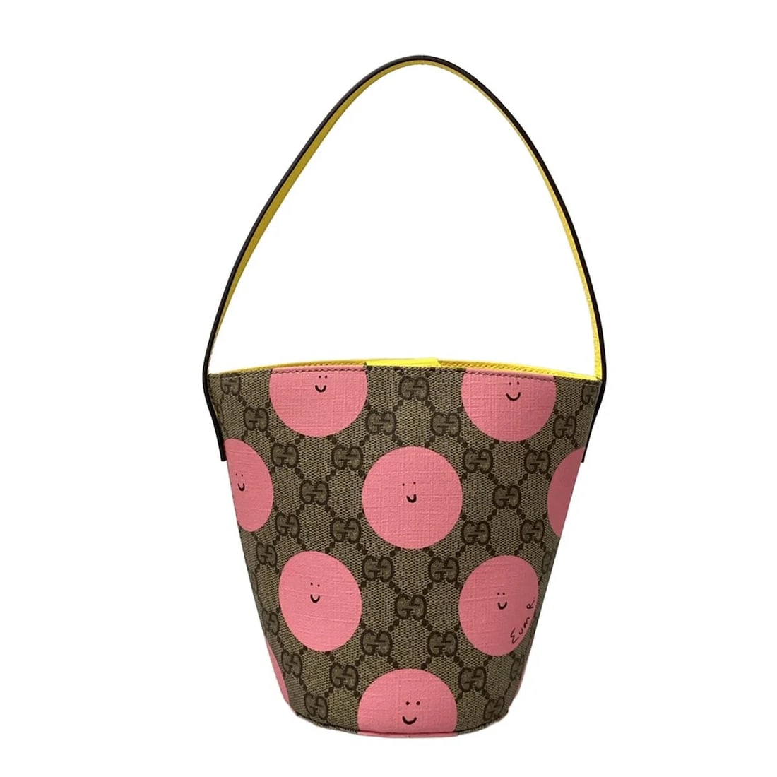 GUCCI GG SUPREME BEIGE DARK BROWN PINK YELLOW PVC LEATHER HANDBAG HANDBAG: GUCCI GG Supreme Beige Dark Brown Pink Yellow PVC Leather Handbag Handbag Brand: GUCCI Type: Handbag Material: PVC, Leather Color: Beige, Dark Brown, Pink, Yellow Size: Height : 6.3 inch (16 cm) W