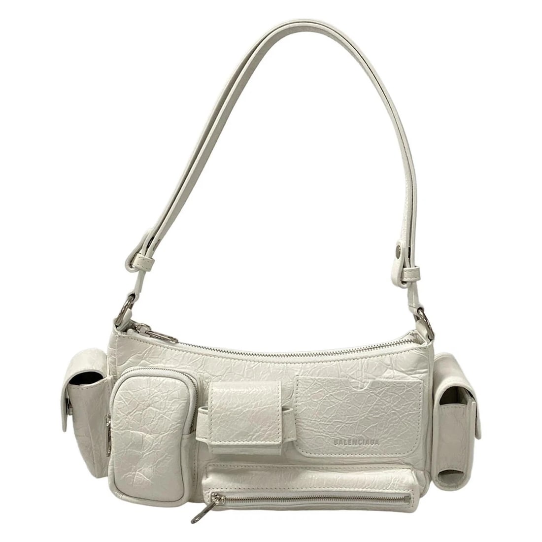 BALENCIAGA SUPER BUSY WHITE LEATHER SHOULDER BAG SHOULDER BAG (1 of 11)