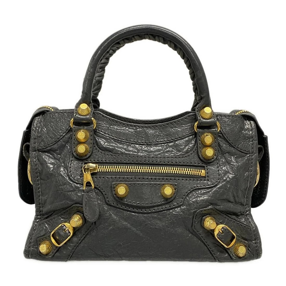 BALENCIAGA THE GIANT MINI CITY DARK GRAY LEATHER HANDBAG HANDBAG (1 of 12)