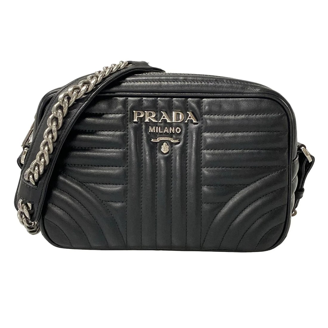 PRADA DIAGRAM CROSSBODY BAG BLACK LEATHER - SHOULDER BAG SHOULDER BAG: PRADA Diagram Crossbody Bag Black Leather - Shoulder Bag Shoulder Bag Brand: PRADA Type: Shoulder Bag Material: Leather Color: Black Size: Height : 5.31 inch (13.5 cm) Width : 8.46 inch (21.5 cm)