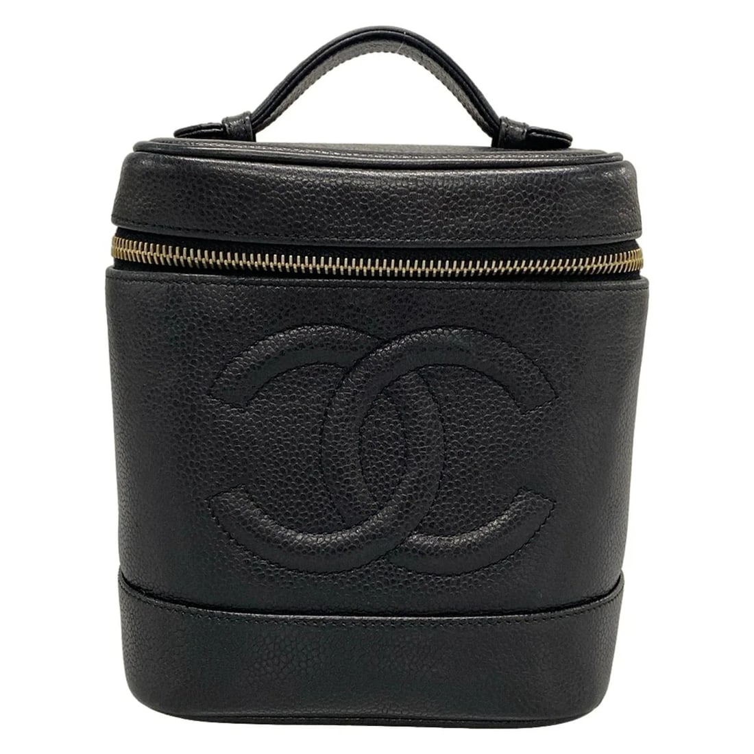 CHANEL - BLACK CALFSKIN VANITY BAG GOLD HARDWARE VANITY BAG: CHANEL - Black Calfskin Vanity Bag Gold hardware Vanity Bag Brand: CHANEL Type: Vanity Bag Material: Calfskin Color: Black Size: Height : 7.09 inch (18 cm) Width : 5.91 inch (15 cm) Depth : 4.72 i