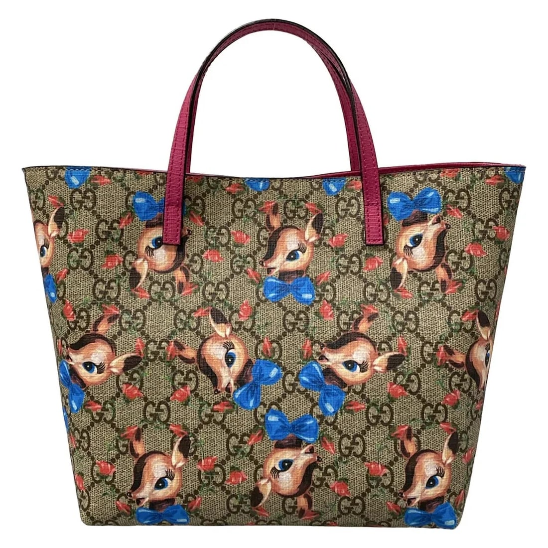 GUCCI GG PLUS/GG SUPREME BEIGE PINK MULTI PVC LEATHER - TOTE BAG TOTE BAG: GUCCI GG Plus/GG Supreme Beige Pink Multi PVC Leather - Tote Bag Tote Bag Brand: GUCCI Type: Tote Bag Material: PVC, Leather Color: Beige, Pink, Multi Size: Height : 7.67 inch(19.5 cm) Width : 8.0