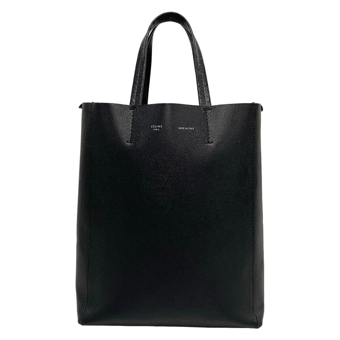 CELINE VERTICAL CABAS BLACK LEATHER - TOTE BAG TOTE BAG: CELINE Vertical Cabas Black Leather - Tote Bag Tote Bag Brand: CELINE Type: Tote Bag Material: Leather Color: Black Size: Height : 11.02 inch (28 cm) Width : 9.06 inch (23 cm) - 11.81 inch (30 cm)