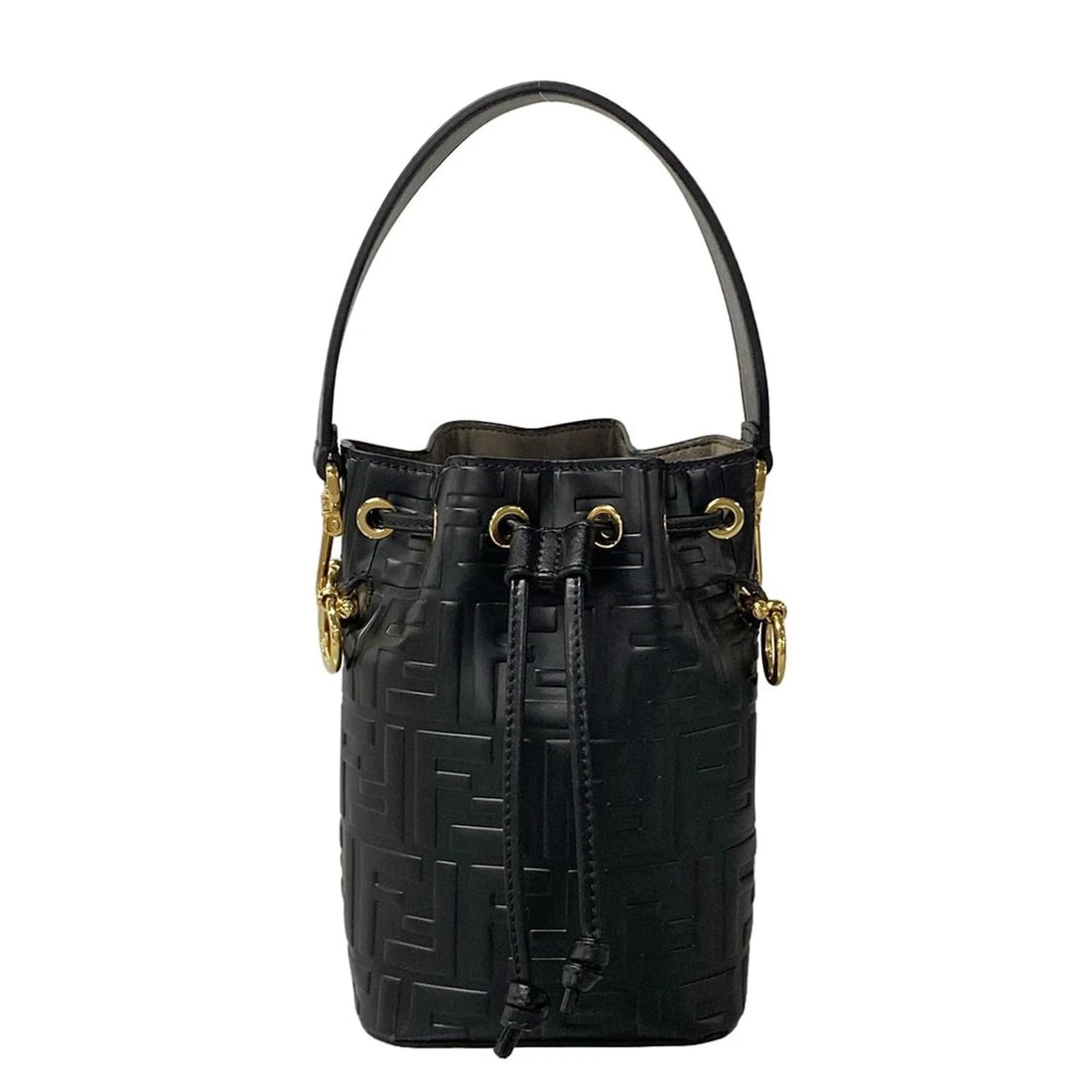 FENDI MINI MONTRESOR ZUCCA PATTERN 8BS010 BLACK LEATHER HANDBAG HANDBAG: FENDI Mini Montresor Zucca pattern 8BS010 Black Leather Handbag Handbag Brand: FENDI Type: Handbag Material: Leather Color: Black Size: Height : 7.09 inch (18 cm) Width : 4.72 inch (12 cm) Depth :