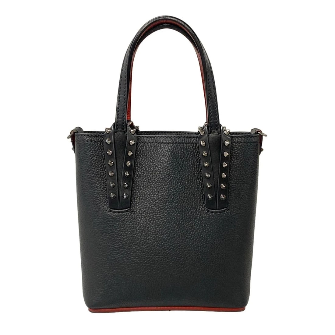 CHRISTIAN LOUBOUTIN CABATA N/S MINI BLACK LEATHER TOTE BAG TOTE BAG: CHRISTIAN LOUBOUTIN Cabata N/S Mini Black Leather Tote Bag Tote Bag Brand: CHRISTIAN LOUBOUTIN Type: Tote Bag Material: Leather Color: Black Size: Height : 7.09 inch (18 cm) Width : 6.3 inch (16 c